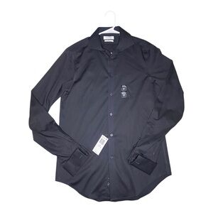 NWT Calvin Klein Men's Dress Shirt Slim Fit Non Iron Herringbone French Cuff (M)